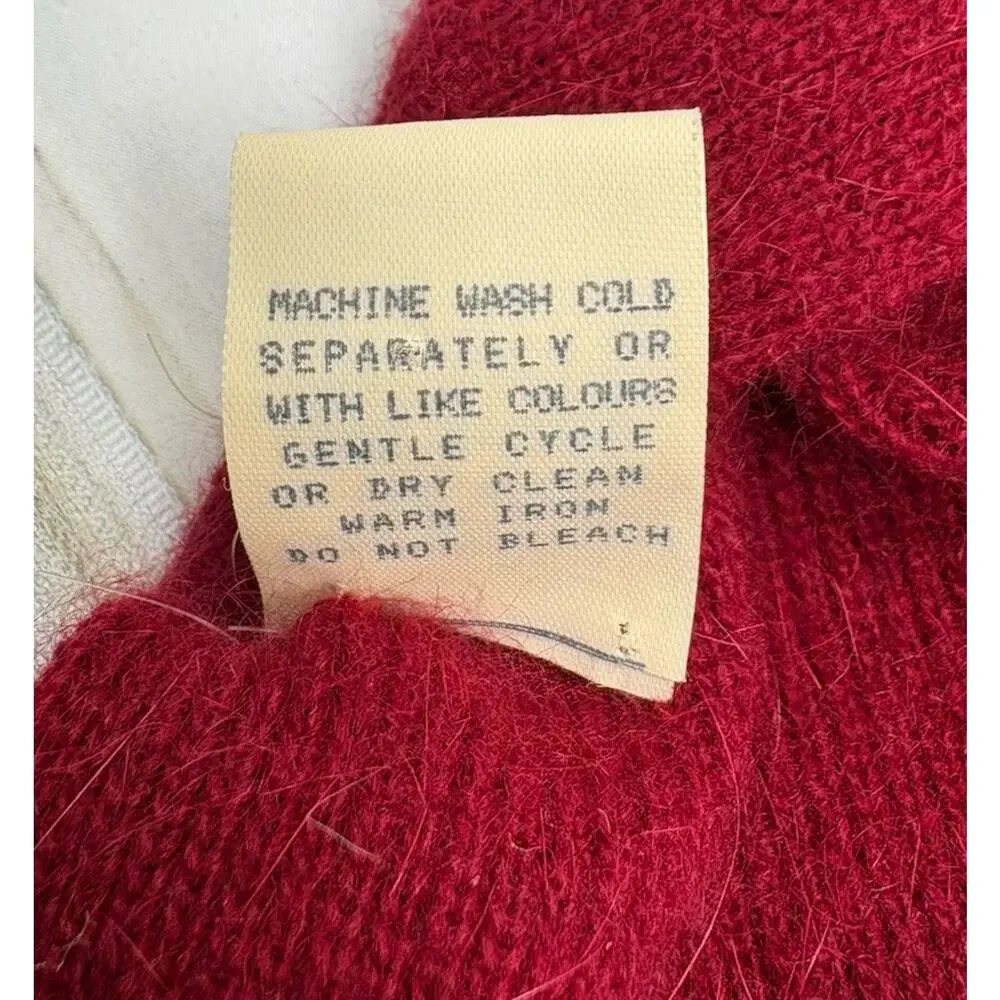 Vintage Red Angora Blend Hat/Scarf Combo Size S/M Made In Italy